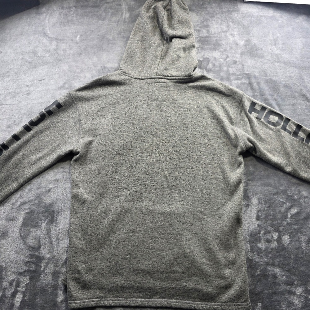 Hollister Hoodie Small Gray Mens Regular Fit Cotton Blend Logo Sleeve Pullover - Picture 4 of 9